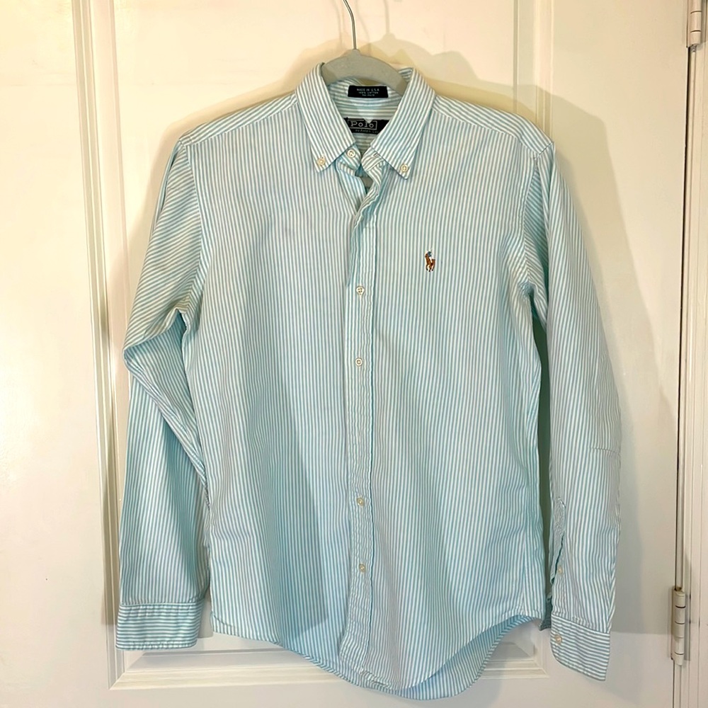 Green Striped Polo Ralph Lauren Dress Shirt